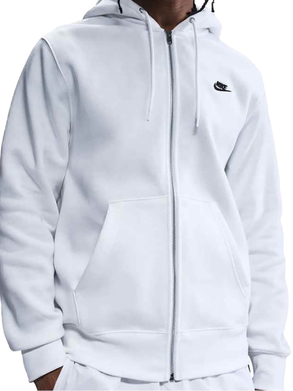 NIKE CLUB FLEECE HOODIE WHITE - M